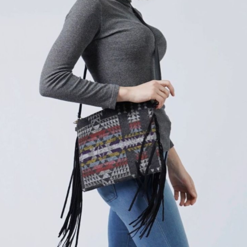 L.I.B. New York Western Boho Multiwear Bag with Fringe NWT